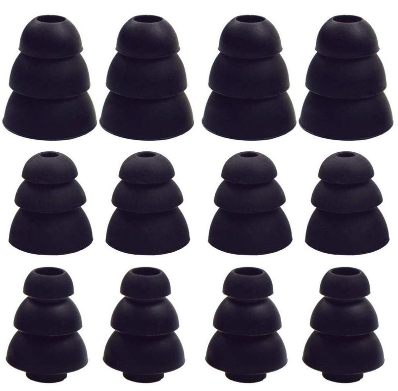 JNSA 3 Flange Noise Cancelling Triple Flange Eartips Eargels Earpads Ear Tips Gels Bud Compatible with Inside Diameter 4mm-5mm Earbuds in-Ear Earphonesï¼ˆInner Hole 4mmï¼‰,S/M/L,6 Pairs, Black 3F6P3 - Image 1