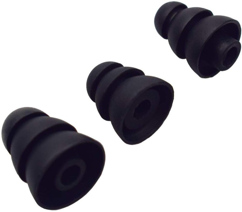 JNSA 3 Flange Noise Cancelling Triple Flange Eartips Eargels Earpads Ear Tips Gels Bud Compatible with Inside Diameter 4mm-5mm Earbuds in-Ear Earphonesï¼ˆInner Hole 4mmï¼‰,S/M/L,6 Pairs, Black 3F6P3 - Image 3