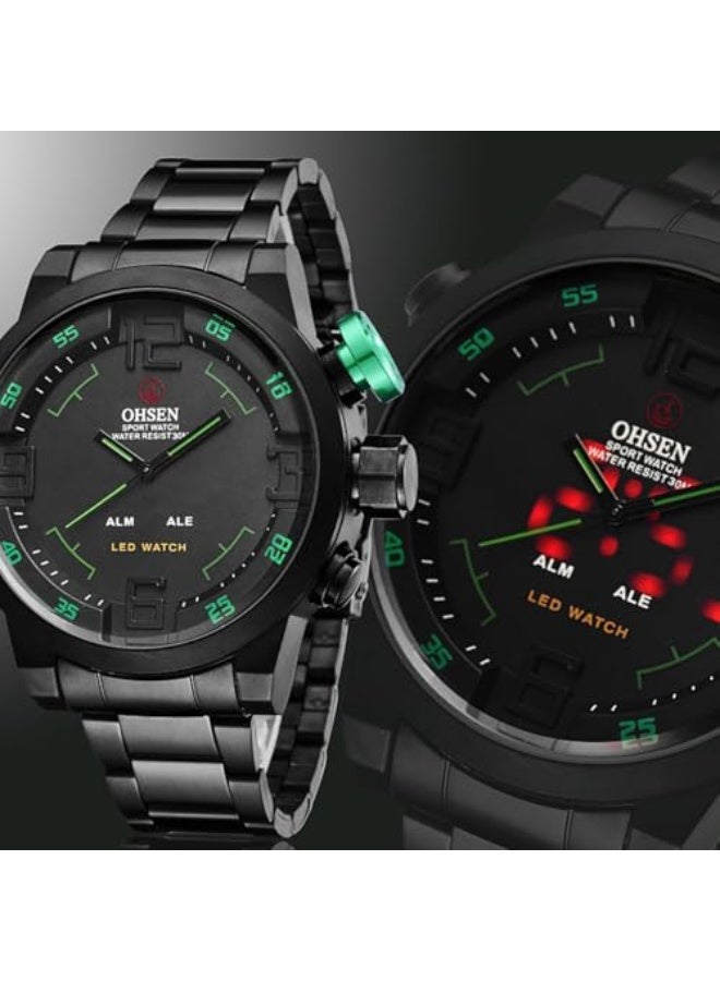 Men's Military Tactical Watch: LED Digital Analog Quartz Wrist Watch for Men Stainless Steel Strap Chronograph Alarm Waterproof Luminous Business Outdoor Sports Watches - Image 5