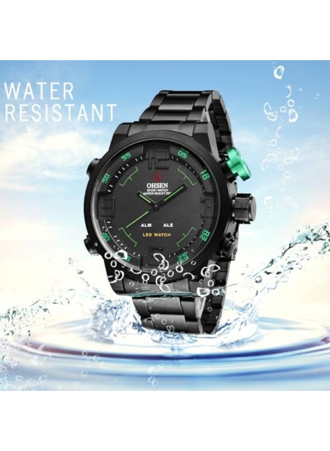 Men's Military Tactical Watch: LED Digital Analog Quartz Wrist Watch for Men Stainless Steel Strap Chronograph Alarm Waterproof Luminous Business Outdoor Sports Watches - Image 4
