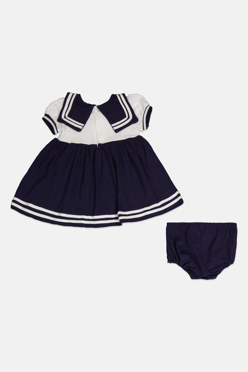 Rock-A-Bye Baby Boutique Toddlers Girl 2 Piece Embroidered Dress With Panty, Navy  - Image 2