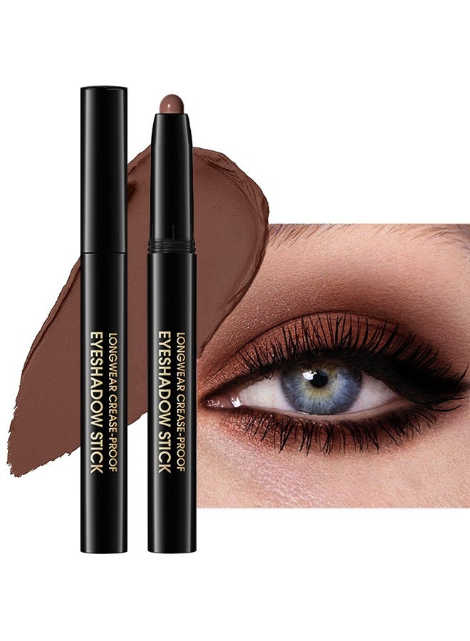 lakerain Longwear Crease-Proof Eyeshadow Stick, Waterproof Cream Eyeshadow Stick, Dark Brown Matte Eye Shadow Sticks, Cream to Powder Eyeshadow Crayon, Buildable & Blendable Long-Lasting Eye Shadow Stick, Vegan & Cruelty-Free #2 PECAN - Image 1