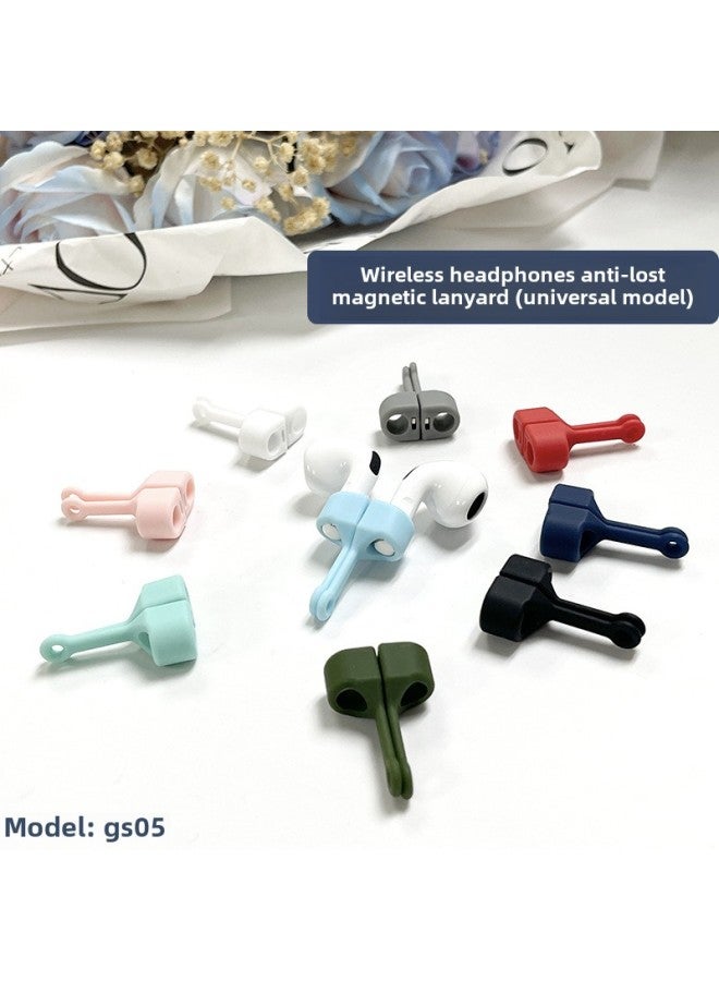 For Apple AirPods234 Generation Huawei Xiaomi Air2Spro2 Magnetic Headset Anti-lost Rope Silicone Lanyard-Color:571c Green-Applicable Models:Airpods Classy Silver Hardware Short Silicone Lanyard (price Of 1 Pair) - Image 3