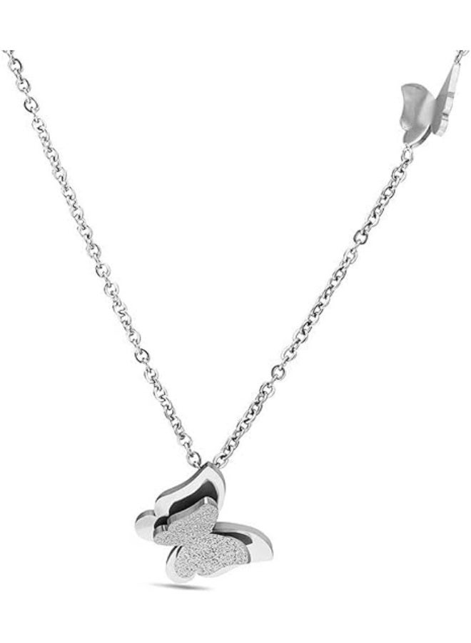 Fayrouz Jewellery Shiny European Butterfly Pendant Necklace with Stainless Steel Pendant Discover the beauty of our chains and elegant jewelry for girls and women from Fairuz Jewelry - Image 1