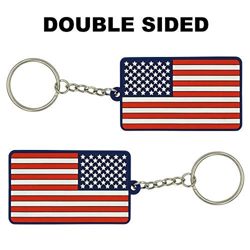 Great 1 Products American Flag Keychain with Key Ring - Soft PVC Rubber - Keys, Cars, Motorcycles, Backpacks, Luggage, and Gifts - EDC (Red White Blue) - Image 2