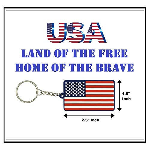 Great 1 Products American Flag Keychain with Key Ring - Soft PVC Rubber - Keys, Cars, Motorcycles, Backpacks, Luggage, and Gifts - EDC (Red White Blue) - Image 3