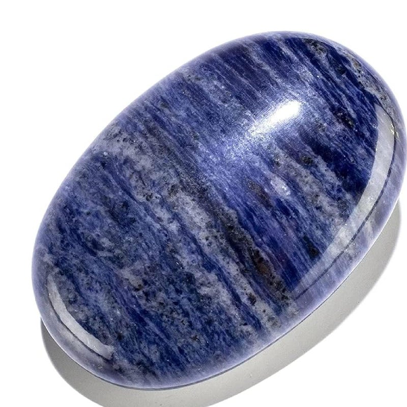 KALIFANO Sodalite Palm Stone - High Energy Iron Sodlita with Healing Properties (Information Card) Reiki Crystal Used for Increased Self Esteem - Image 1