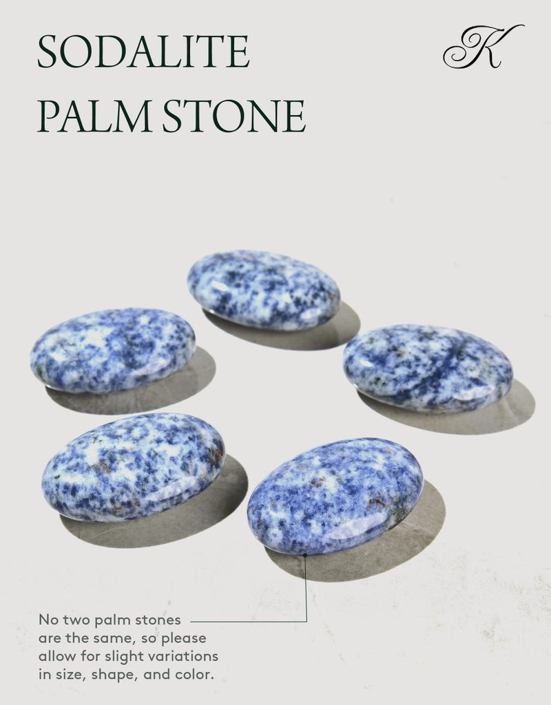 KALIFANO Sodalite Palm Stone - High Energy Iron Sodlita with Healing Properties (Information Card) Reiki Crystal Used for Increased Self Esteem - Image 4