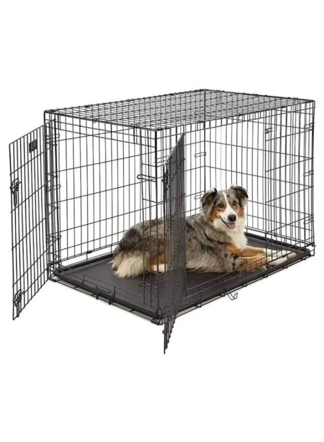 بادو قفص بادو مزدوج الأبواب للكلاب والقطط مع أرضية شبكية - 107.5 × 70.5 × 77.5 سم - Image 2