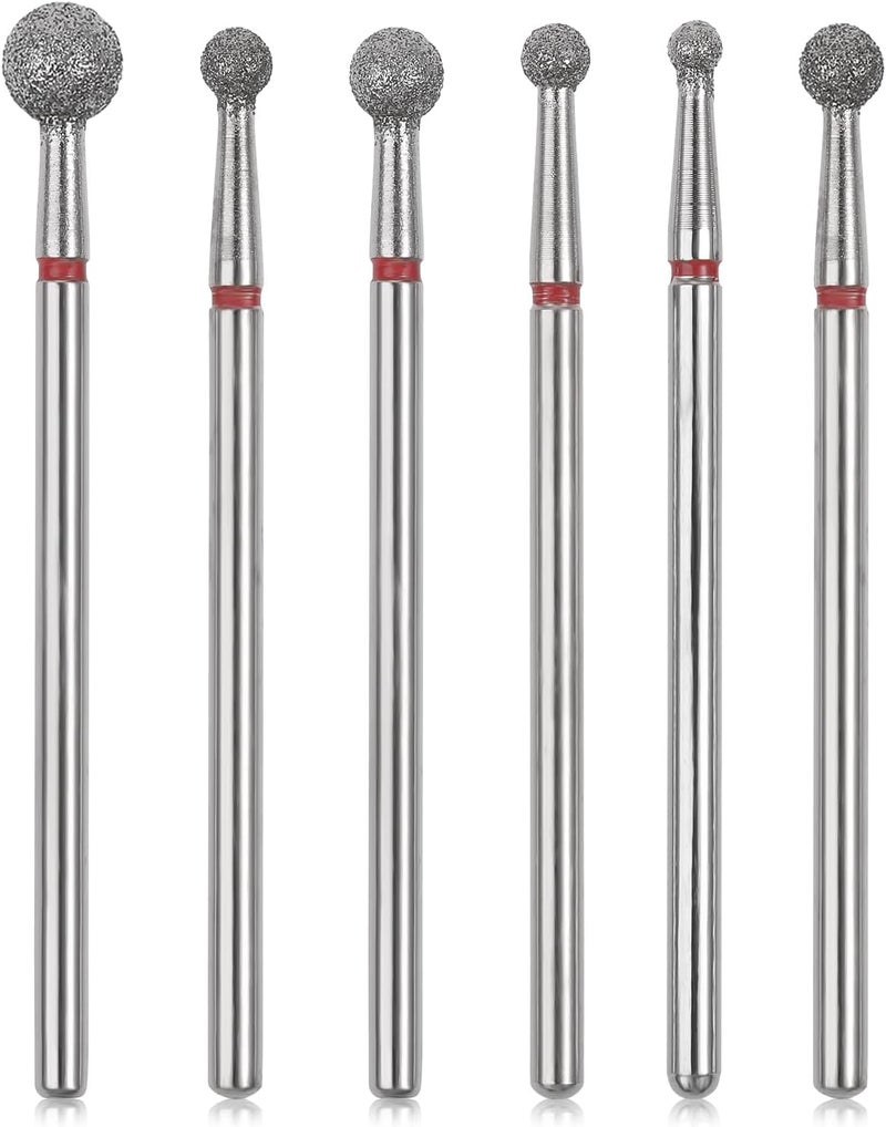 Sibba 6pcs Cuticle Drill Bit Set Flame Stainless Steel Bit with Case Manicure Pedicure Diamond Drill Polishing File Grinding Heads Tools Metal Professional Carbide Remover Bits Acrylic Gel Nails Round Standard fit - Image 1