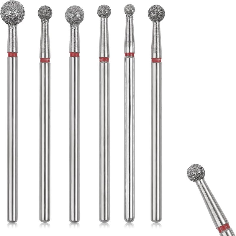 Sibba 6pcs Cuticle Drill Bit Set Flame Stainless Steel Bit with Case Manicure Pedicure Diamond Drill Polishing File Grinding Heads Tools Metal Professional Carbide Remover Bits Acrylic Gel Nails Round Standard fit - Image 2