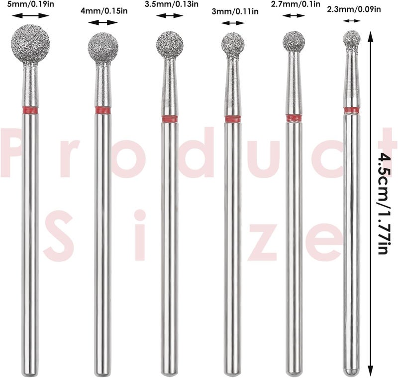 Sibba 6pcs Cuticle Drill Bit Set Flame Stainless Steel Bit with Case Manicure Pedicure Diamond Drill Polishing File Grinding Heads Tools Metal Professional Carbide Remover Bits Acrylic Gel Nails Round Standard fit - Image 3