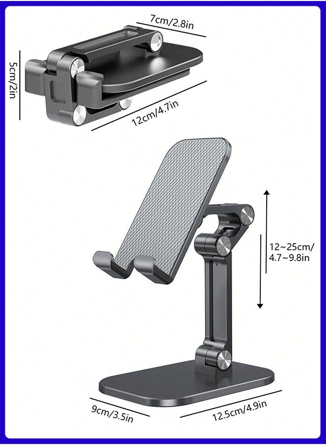 الفضاء الرقمي حامل هاتف مكتبي قابل للطي وحامل لوحي باللون الأسود - Image 2