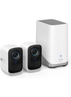 eufy Security S300 eufyCam 3C 2-Cam Kit Security Camera Outdoor Wireless, 4K Camera, Expandable Local Storage Up To 16TB, Face Recognition AI, Spotlight, Color Night Vision, No Monthly Fee  - Image 1