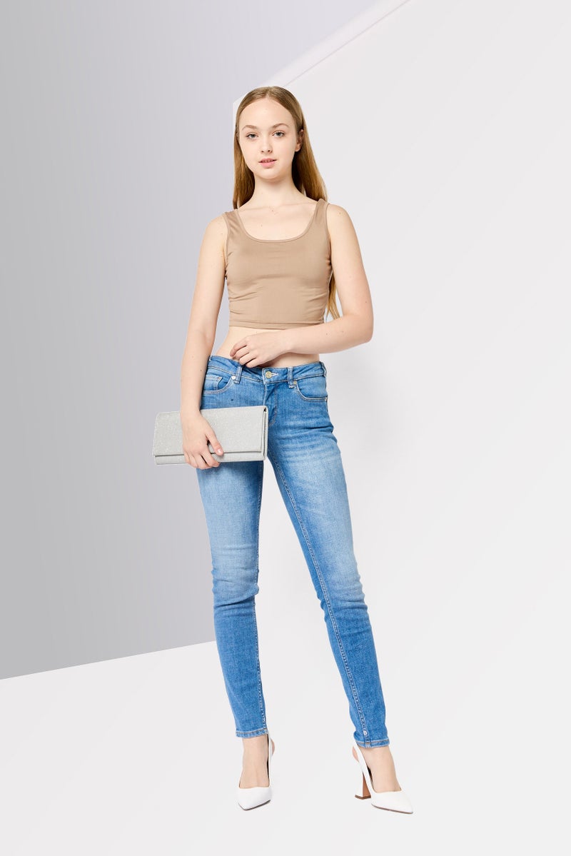 Scotch & Soda جينز دنيم ضيق للنساء، مغسول وقابل للتمدد، أزرق - Image 2
