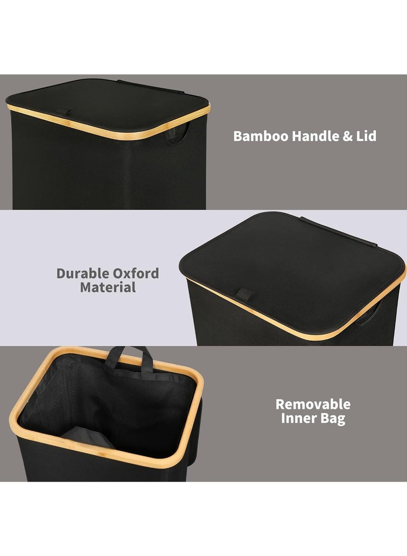 Y&D 100L Household Foldable Bamboo Fabric Storage Laundry Basket  - Image 4