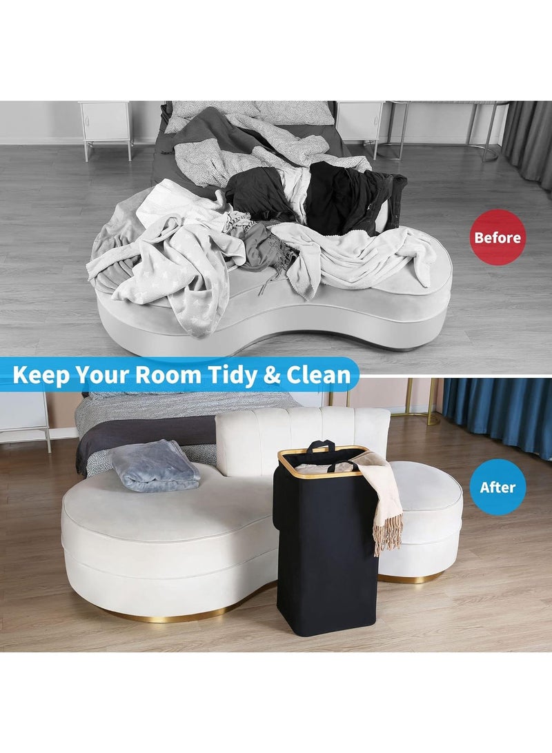 Y&D 100L Household Foldable Bamboo Fabric Storage Laundry Basket  - Image 5