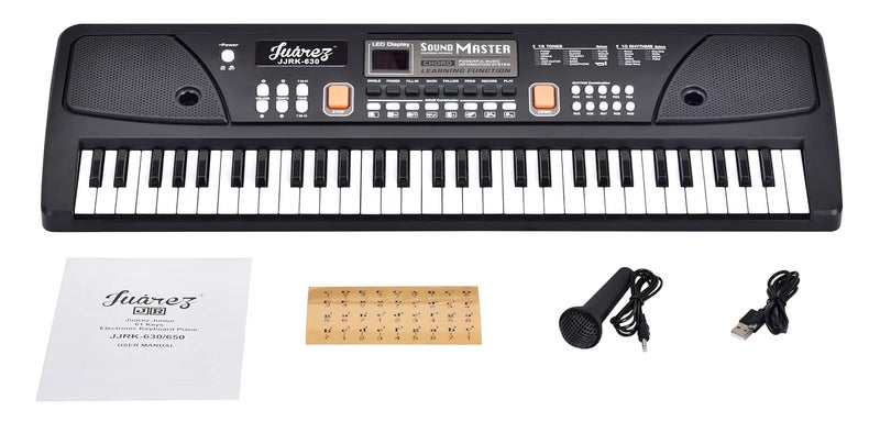 Juarez Junior 61 Keys Electronic Keyboard Piano JJRK-630 with LED Display, Microphone, USB Power Cord, Learning Function, Record & Playback, Single Speaker - Image 1