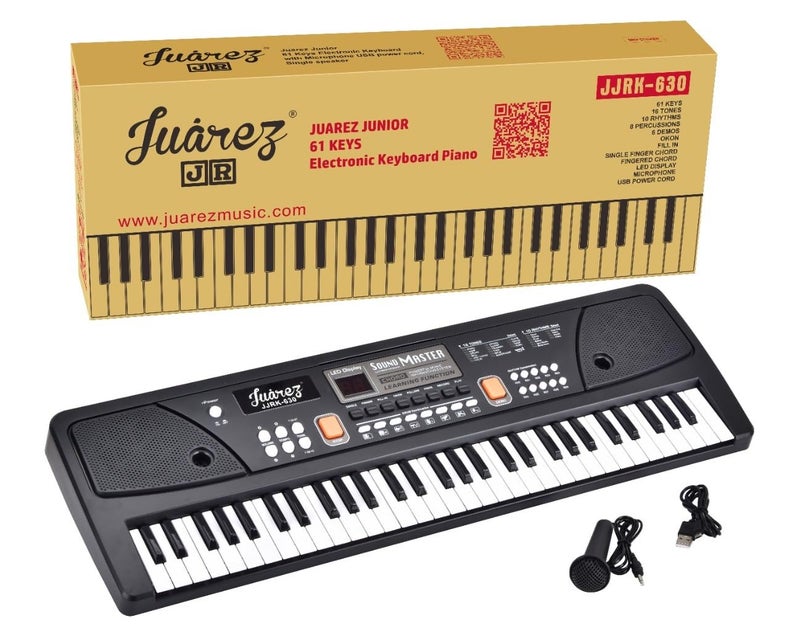 Juarez Junior 61 Keys Electronic Keyboard Piano JJRK-630 with LED Display, Microphone, USB Power Cord, Learning Function, Record & Playback, Single Speaker - Image 5
