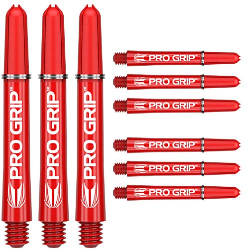 Target Darts Pro Grip Shafts – Set of 9 | Red, Medium-48mm | Dart Stems, Professional Darts Accessories, 2BA Shaft Multipack with Rings - Image 1