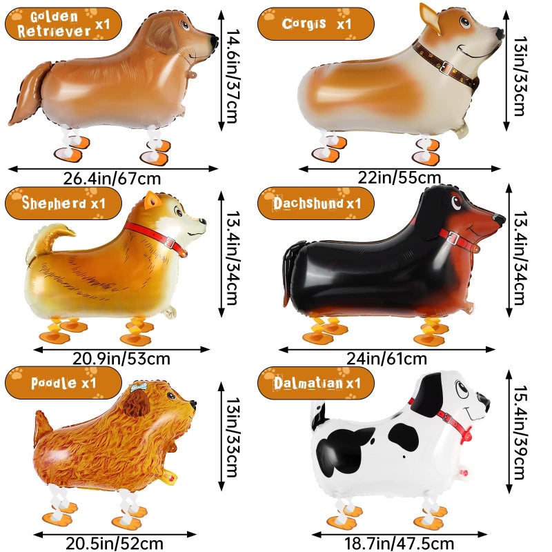 KINYFY 6 Pcs Walking Dogs Balloons,Dog Party Decorations,Walking Animal Balloons Dog Birthdays Parties Supplies for Kids Animal Puppy Theme Birthday Party Decor - Image 2