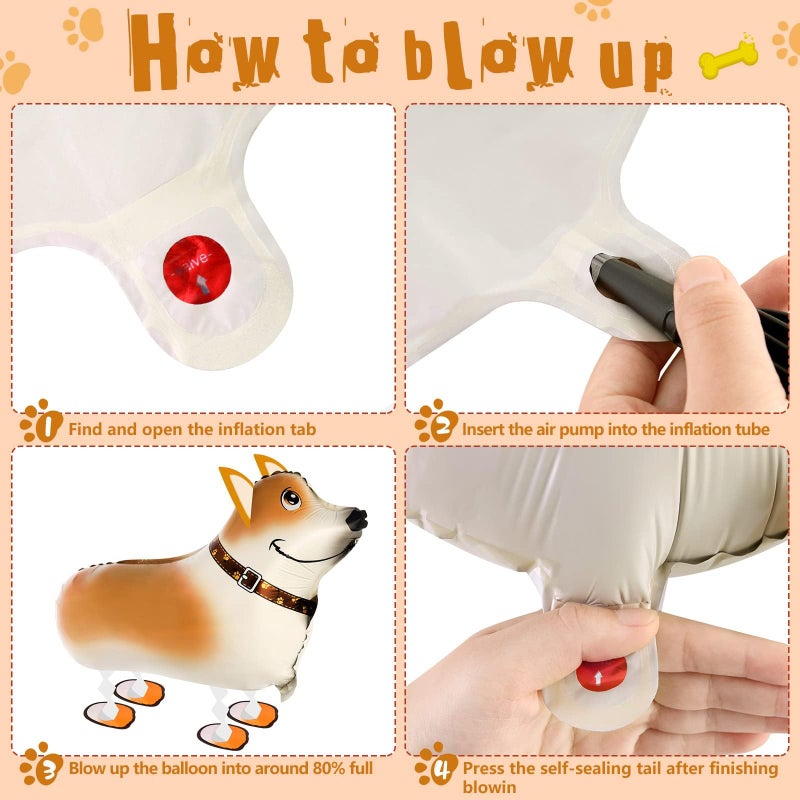 KINYFY 6 Pcs Walking Dogs Balloons,Dog Party Decorations,Walking Animal Balloons Dog Birthdays Parties Supplies for Kids Animal Puppy Theme Birthday Party Decor - Image 5