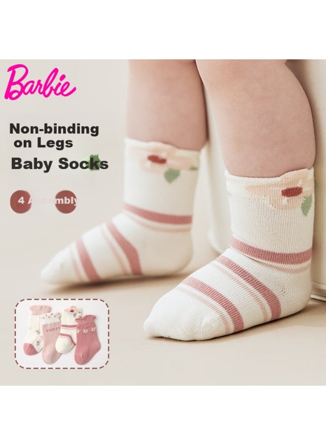 Barbie Infant Cotton Socks Newborn Short Socks Spring Autumn Mid-calf Socks 0-6 Months Baby Seamless Class A Winter Long Socks - Image 1