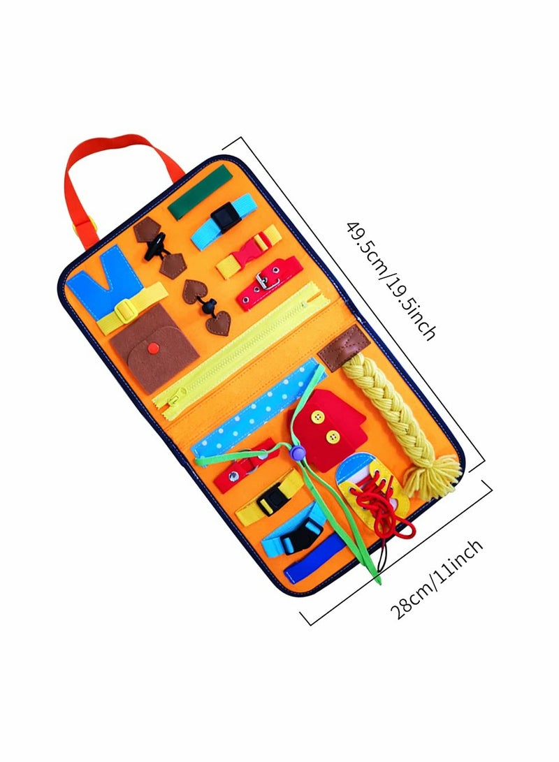 Zikra Suntown Montessori Toddler Busy Board, Sensory Travel Toy for Toddlers and Young Children 1-3 Years Old, Busy Book Bag, Learning to Dress Activity Toy with Alphabet for Kids - Image 5