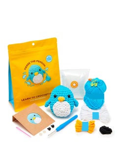 Beginner-Friendly Penguin Crochet Kit, Complete with Yarn, Eyes, Stuffing, Hook and Video Tutorials, Ideal Birthday Gift for Kids