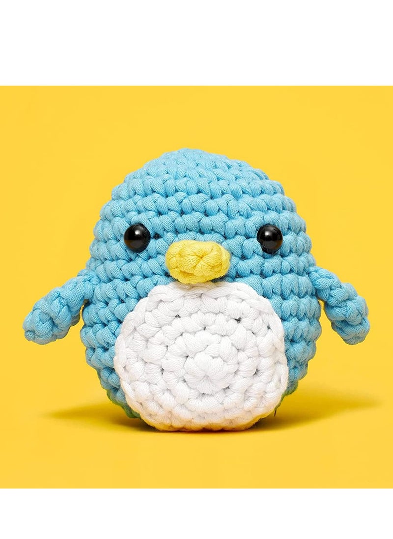 Generic - Beginner-Friendly Penguin Crochet Kit, Complete with Yarn, Eyes, Stuffing, Hook and Video Tutorials, Ideal Birthday Gift for Kids - Image 1