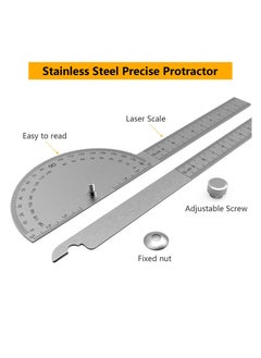 Generic Adjustable Stainless Steel Protractor 180 Degree Angle Measurement Tool for Woodworking Crafts and DIY Projects  - Image 4