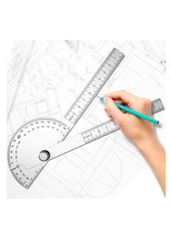 Generic Adjustable Stainless Steel Protractor 180 Degree Angle Measurement Tool for Woodworking Crafts and DIY Projects  - Image 2