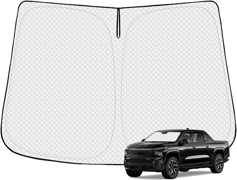 Canvcle Windshield Sun Shade for 2024-2025 2026 Chevrolet/Chevy Silverado EV & GMC Sierra EV Accessories Thicken 6-Layer Front Window Sunshade Cover Sun Visor Foldable Block UV Rays Keep Vehicle Cool - Image 1