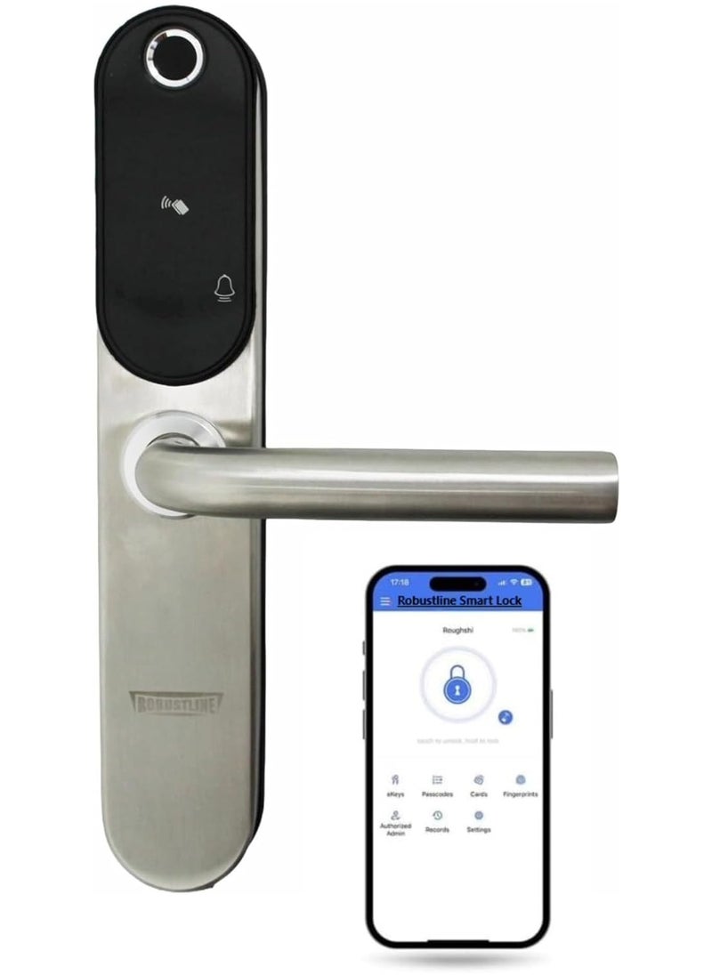 ROBUSTLINE - Robustline Outdoor Electronic Smart Lock For Front Door with 5 Function-2 Years Warranty Fingerprint Passcode Mobile App Smart Card Metal Key RBSL1030S - Image 1