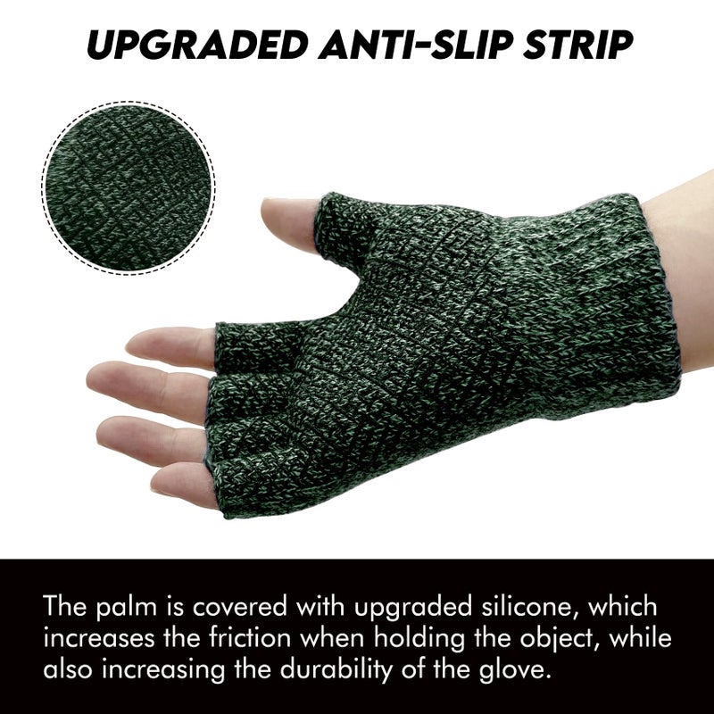 Riverruns Wool Fingerless Gloves for Men Women, Anti-Slip with Grip Print, Thermal & Soft Winter Fingerless Knitted Gloves for Cold Weather, Hunting Fishing Hiking Kayaking (Green, S/M) - Image 3