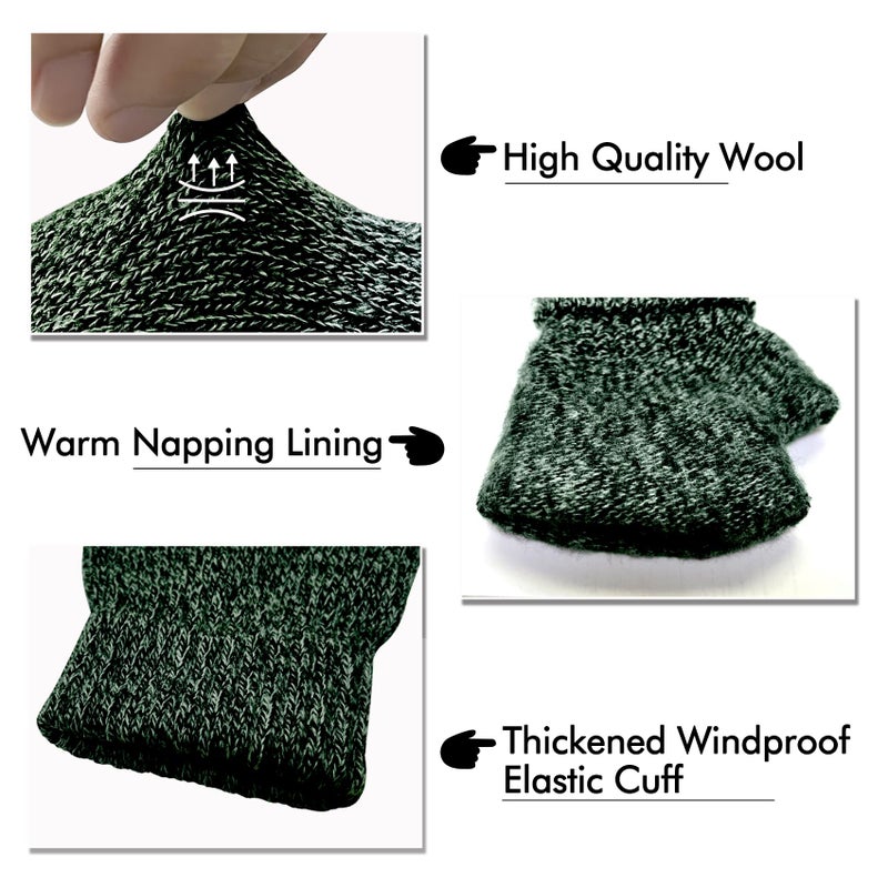 Riverruns Wool Fingerless Gloves for Men Women, Anti-Slip with Grip Print, Thermal & Soft Winter Fingerless Knitted Gloves for Cold Weather, Hunting Fishing Hiking Kayaking (Green, S/M) - Image 2