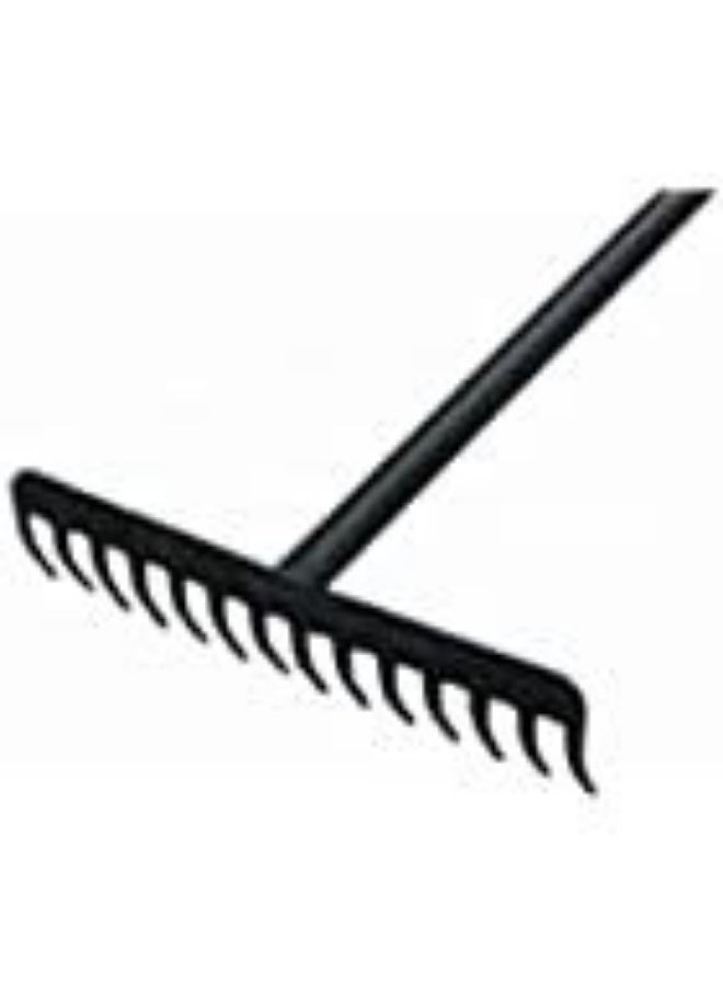 Metal Garden Rake Long Handle Garden Tool Black - Image 3