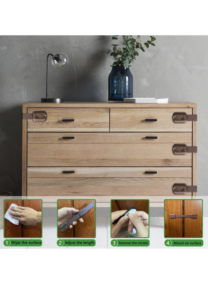 وينر أقفال خزائن أمان للأطفال - مزاليج أمان للأطفال لأبواب الأدراج والخزائن والخزانات والفرن والثلاجة - أحزمة أمان قابلة للتعديل للأطفال (عبوة من 6 قطع) - Image 2