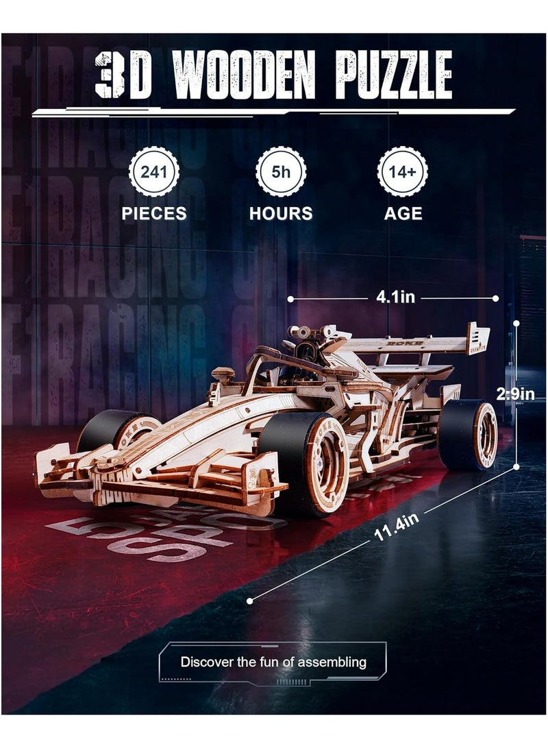 ROKR Racing Car 3D Wooden Puzzle LK505 Premium 3D Puzzle Building Kits for Adults & Teens - Decorative Home Décor, Ramadan & Holiday Gift (Eid and Birthday) for Puzzle Enthusiasts, Stress Relief STEM Project - Image 2