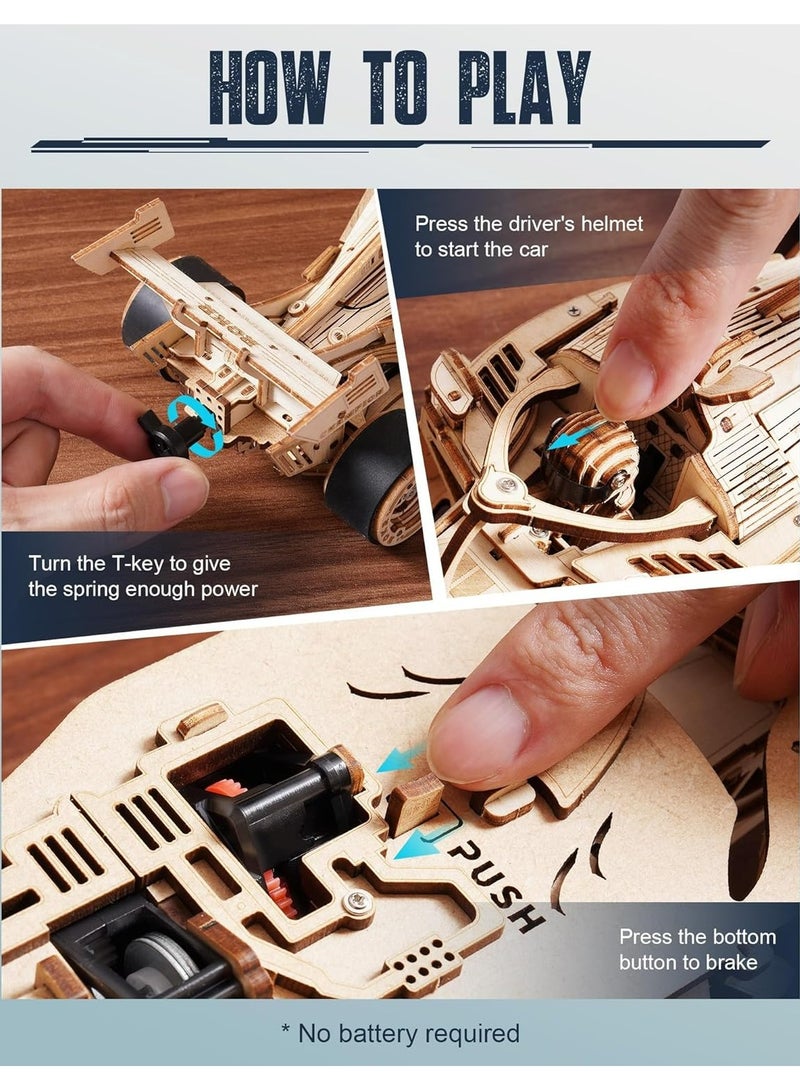 ROKR Racing Car 3D Wooden Puzzle LK505 Premium 3D Puzzle Building Kits for Adults & Teens - Decorative Home Décor, Ramadan & Holiday Gift (Eid and Birthday) for Puzzle Enthusiasts, Stress Relief STEM Project - Image 3