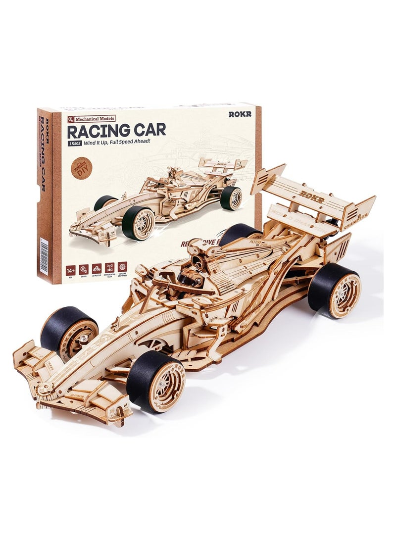 ROKR Racing Car 3D Wooden Puzzle LK505 Premium 3D Puzzle Building Kits for Adults & Teens - Decorative Home Décor, Ramadan & Holiday Gift (Eid and Birthday) for Puzzle Enthusiasts, Stress Relief STEM Project - Image 1