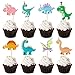 Ercadio 32 Pack Cartoon Dinosaur Cupcake Toppers Cute Dinosaur Baby Cupcake Picks Dinosaurs Theme Baby Shower Kids Birthday Party Cake Decorations Supplies - Image 3
