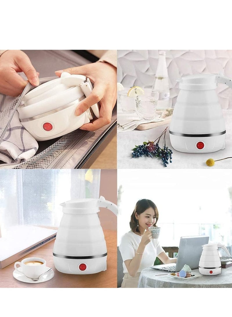 غلاية محمولة، غلاية سفر قابلة للطي، غلاية كهربائية من السيليكون الآمن غذائيًا قابلة للطي لتسخين الماء وغلاية شاي للتخييم | أبيض 600 مل - Image 5