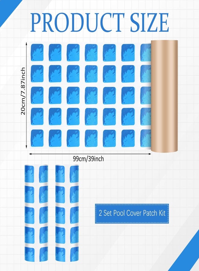 Pushglossy Pool Patch Repair Kit 8 x 39 Inch Self Adhesive Swimming Safety Cover Patch Kit Pool Cover Repair for Inground (Blue and White,2 Rolls) - Image 2