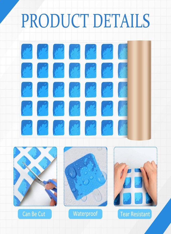Pushglossy Pool Patch Repair Kit 8 x 39 Inch Self Adhesive Swimming Safety Cover Patch Kit Pool Cover Repair for Inground (Blue and White,2 Rolls) - Image 4