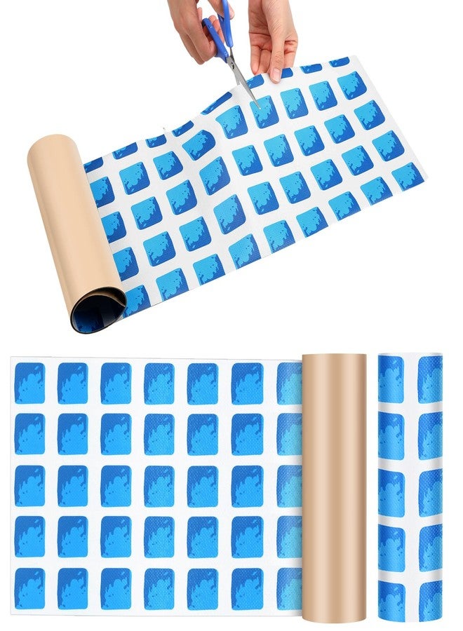 Pushglossy Pool Patch Repair Kit 8 x 39 Inch Self Adhesive Swimming Safety Cover Patch Kit Pool Cover Repair for Inground (Blue and White,2 Rolls) - Image 1
