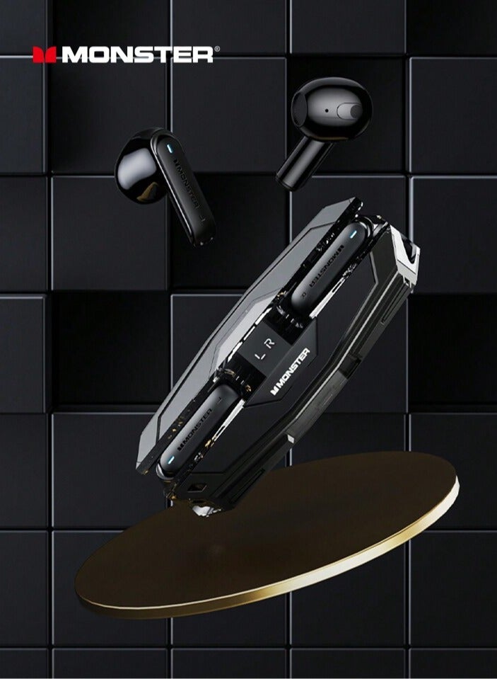 Monster XKT08 Pro Wireless Bluetooth Earbuds Gaming Headphones Deep Bass Low Latency Game Headset with Built-in Microphone Noise Canceling Black - Image 2