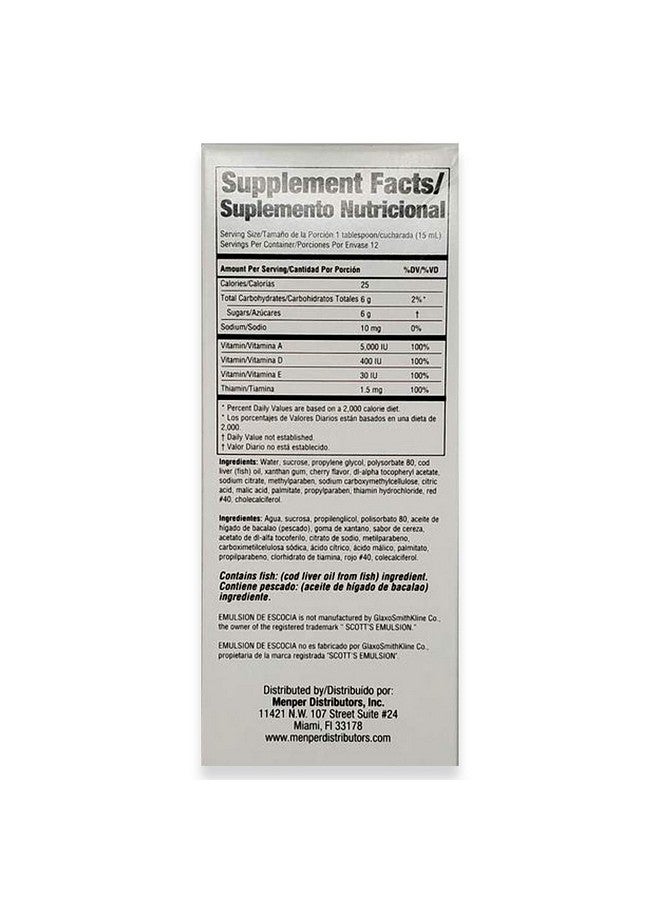 Menper Emulsion De Escocia Cherry 6.5 Oz. Cod Liver Oil 2-PACK - Image 3