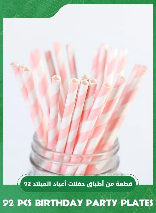 92 Pieces Cute Birthday Party Supplies for Kids - Adorable Theme Party Decor Set with Birthday Banners, Table Cover, Plates, Serviettes, Paper Cups - Image 5