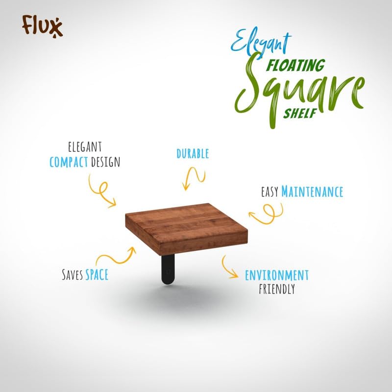 Flux منظم حامل الشاشة الخشبي ورف النباتات المثبت على الحائط - مجموعة مجانية - حامل مريح، منظم مكتب، حامل لابتوب، تخزين موفر للمساحة، المادة: MDF & معدن (رف حائط مجاني) (بني) - Image 4